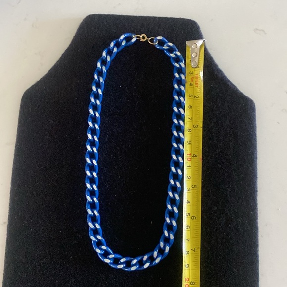 Vintage Metal Link Necklace Blue and Silver FINAL PRICE DROP - Picture 2 of 4